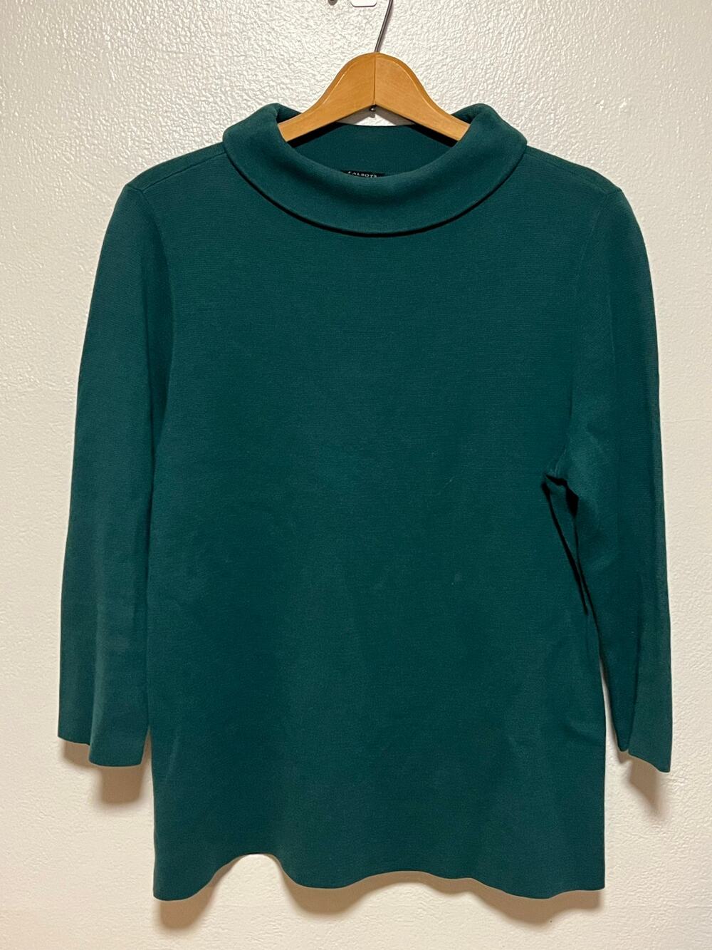Women's Talbots Green Spring Fall Winter Turtleneck Cotton Sweater Size Large